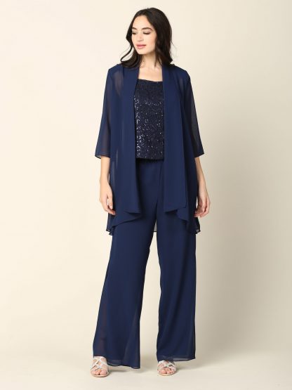 3383 - 3-PC Pebble GGT Jacket & Pants Set with Lace Sequin Tank - Image 10