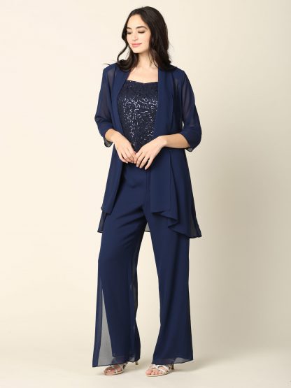 3383 - 3-PC Pebble GGT Jacket & Pants Set with Lace Sequin Tank - Image 9
