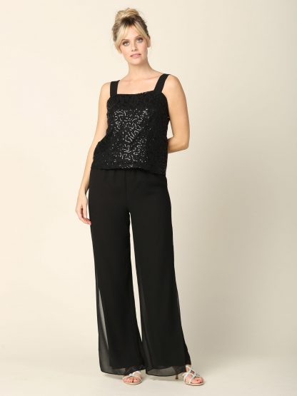3383 - 3-PC Pebble GGT Jacket & Pants Set with Lace Sequin Tank - Image 5