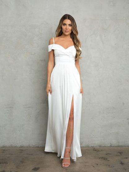 3355 - Off Shoulder A-Line Gown with Slit