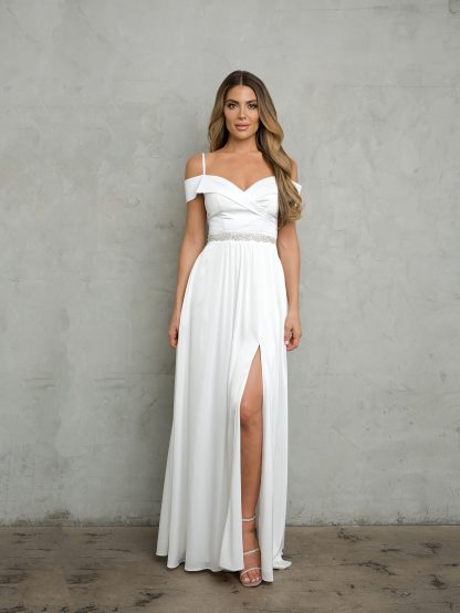 3355 - Off Shoulder A-Line Gown with Slit - Image 2