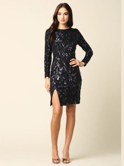 3374 - Mini Long Sleeve Sequin Embellished Dress with Slit FLASH SALE THROUGH THE END OF JUNE! $10 WHEN BUYING 10 OR MORE PIECES. - Image 8