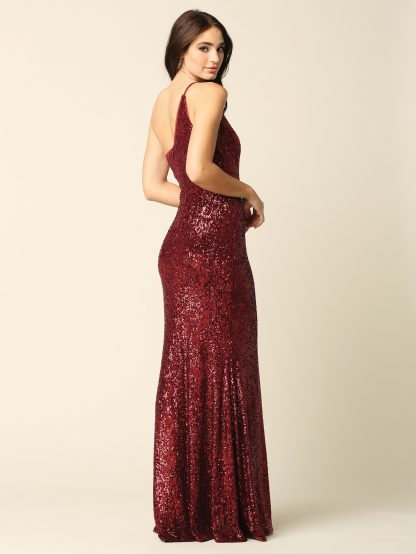 3376 - One Shoulder Sequin Gown with Slit FLASH SALE THROUGH THE END OF JUNE! $10 WHEN BUYING 10 OR MORE PIECES. - Image 19