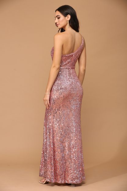 3376 - One Shoulder Sequin Gown with Slit FLASH SALE THROUGH THE END OF JUNE! $10 WHEN BUYING 10 OR MORE PIECES. - Image 11