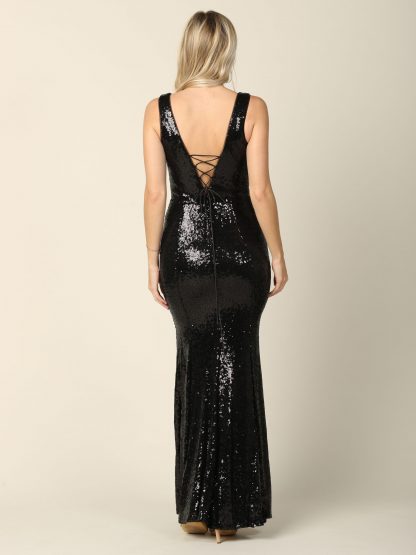 3384 - Sleeveless Sequin Gown with Corset Back FLASH SALE THROUGH THE END OF JUNE! $10 WHEN BUYING 10 OR MORE PIECES. - Image 6