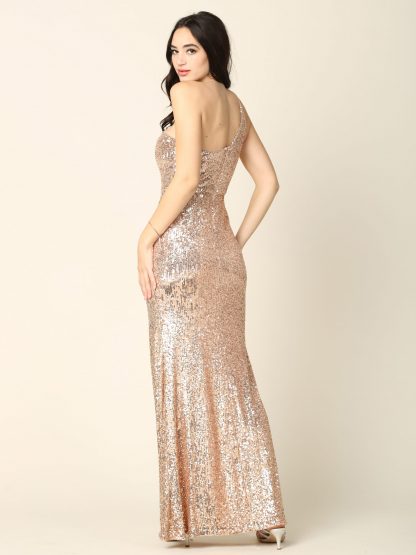 3376 - One Shoulder Sequin Gown with Slit FLASH SALE THROUGH THE END OF JUNE! $10 WHEN BUYING 10 OR MORE PIECES. - Image 17