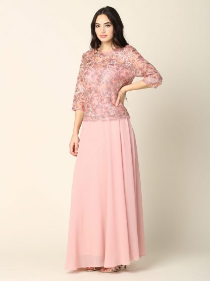 3377 - Mama 3/4 Sleeve Metallic Embroidered One Piece Dress - Image 10