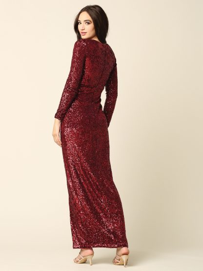 3388 - Long Sleeve Sequin Dress with Slit FLASH SALE THROUGH THE END OF JUNE! $10 WHEN BUYING 10 OR MORE PIECES. - Image 7