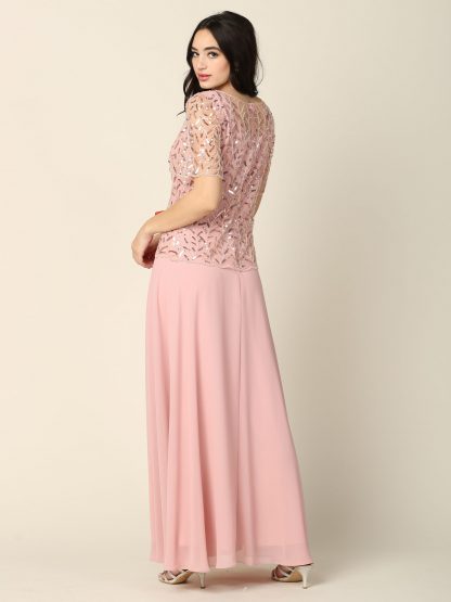 3389 - Detail Beaded 1/2 Sleeve Mama Chiffon Dress with Back Zipper - Image 10