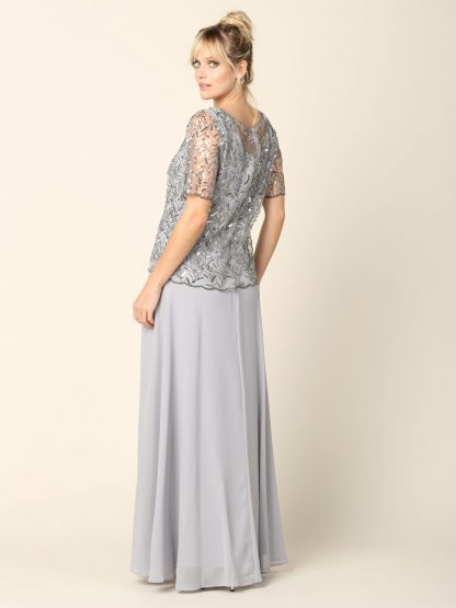 3389 - Detail Beaded 1/2 Sleeve Mama Chiffon Dress with Back Zipper - Image 7