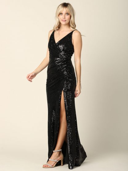 3394 - Sleeveless Fitted Sequin Gown with Side Slit and Back Zipper FLASH SALE THROUGH THE END OF JUNE! $10 WHEN BUYING 10 OR MORE PIECES. - Image 9