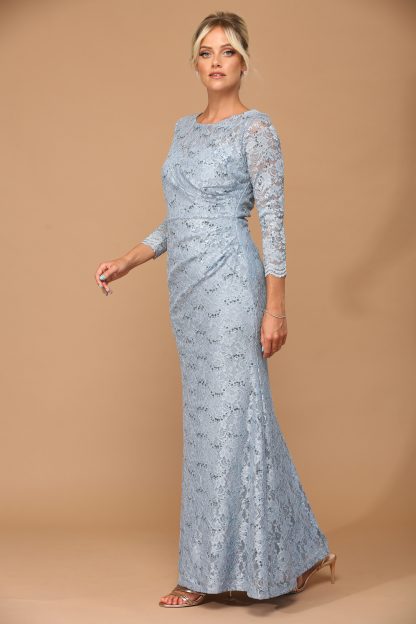 3397 - SHEATH 3/4 SLEEVE LACE DRESS WITH RUCHING DETAILS - Image 5