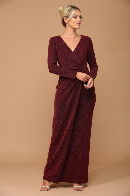 3401 - LONG SLEEVE FITTED METALLIC DRESS - Image 2