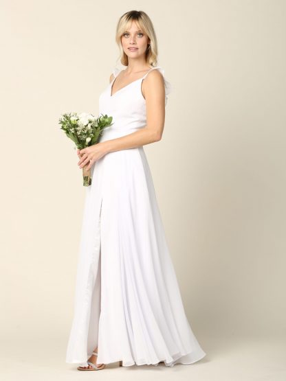 3405 - RUFFLE SLEEVE CHIFFON GOWN W FRONT SLIT - Image 12