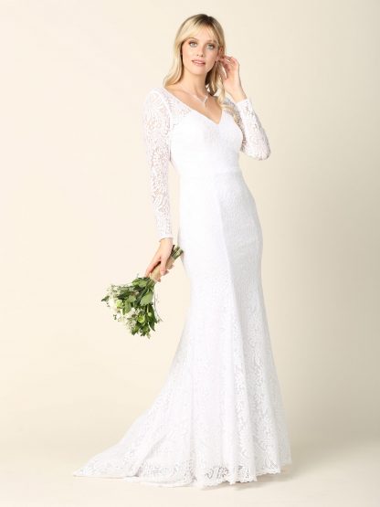 3407 - LACE FIT AND FLARE LONG SLEEVE WEDDING DRESS - Image 5