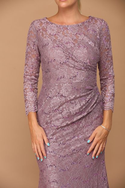 3397 - SHEATH 3/4 SLEEVE LACE DRESS WITH RUCHING DETAILS - Image 8