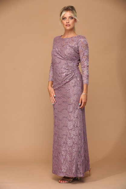 3397 - SHEATH 3/4 SLEEVE LACE DRESS WITH RUCHING DETAILS - Image 7