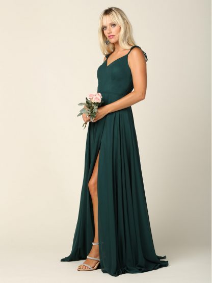 3405 - RUFFLE SLEEVE CHIFFON GOWN W FRONT SLIT - Image 5