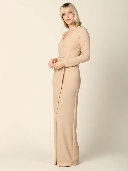 3401 - LONG SLEEVE FITTED METALLIC DRESS - Image 6