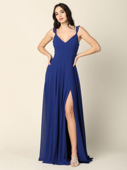 3405 - RUFFLE SLEEVE CHIFFON GOWN W FRONT SLIT - Image 18