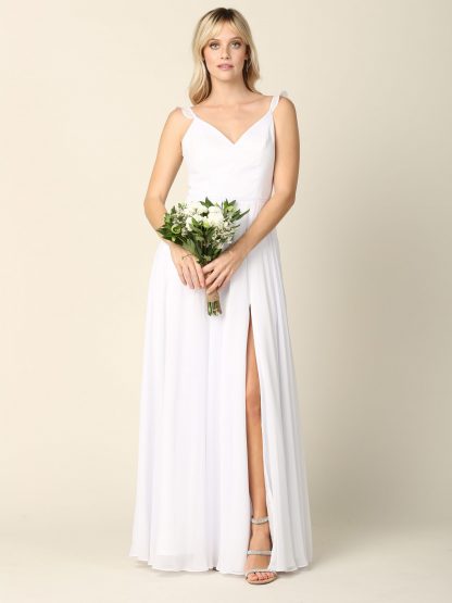 3405 - RUFFLE SLEEVE CHIFFON GOWN W FRONT SLIT - Image 13