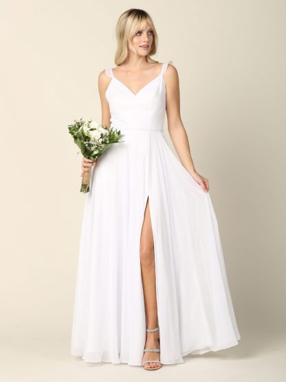 3405 - RUFFLE SLEEVE CHIFFON GOWN W FRONT SLIT - Image 14