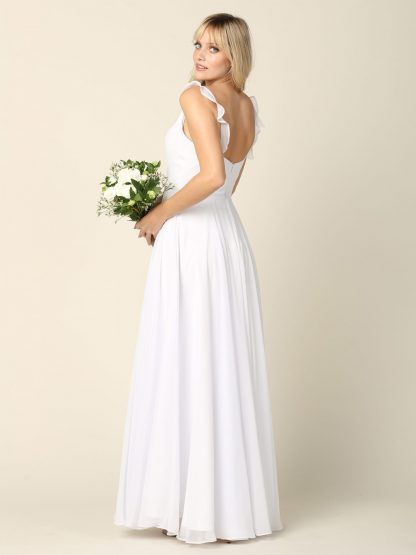 3405 - RUFFLE SLEEVE CHIFFON GOWN W FRONT SLIT - Image 15