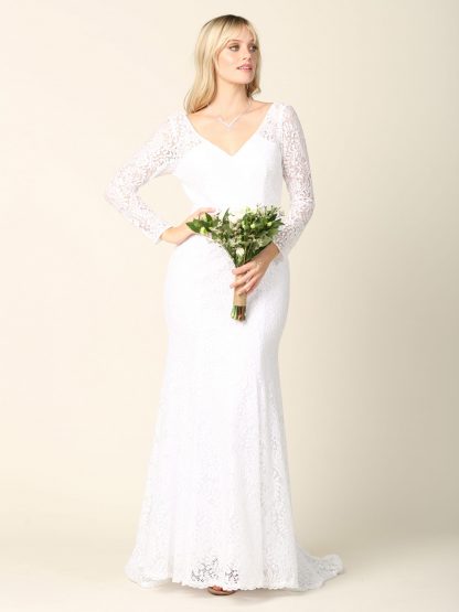 3407 - LACE FIT AND FLARE LONG SLEEVE WEDDING DRESS - Image 6