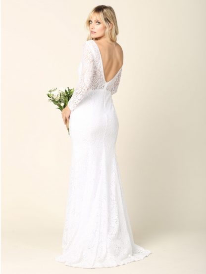 3407 - LACE FIT AND FLARE LONG SLEEVE WEDDING DRESS - Image 7