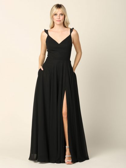 3405 - RUFFLE SLEEVE CHIFFON GOWN W FRONT SLIT - Image 16