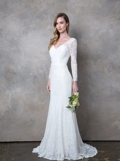 3407 - LACE FIT AND FLARE LONG SLEEVE WEDDING DRESS - Image 3