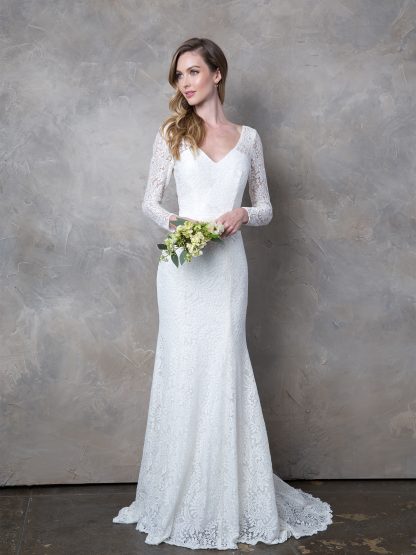 3407 - LACE FIT AND FLARE LONG SLEEVE WEDDING DRESS - Image 2