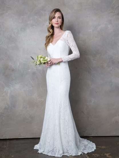 3407 - LACE FIT AND FLARE LONG SLEEVE WEDDING DRESS