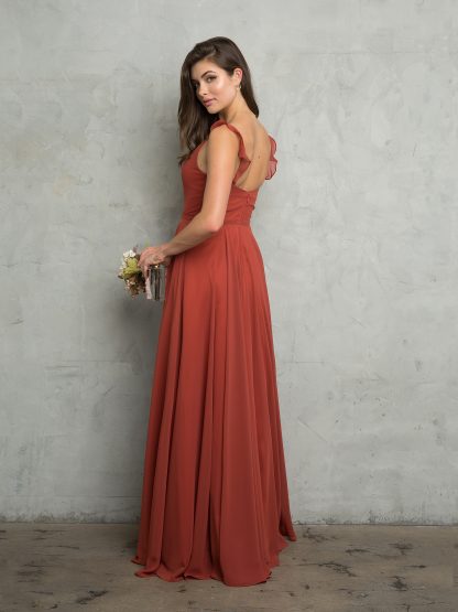 3405 - RUFFLE SLEEVE CHIFFON GOWN W FRONT SLIT - Image 2