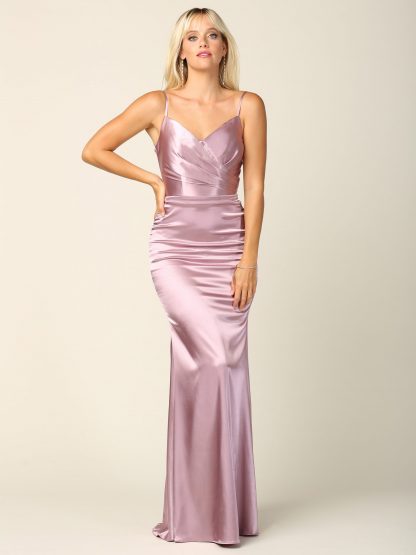 3409 - Charmeuse Spaghetti Strap Gown With Corset Back - Image 6