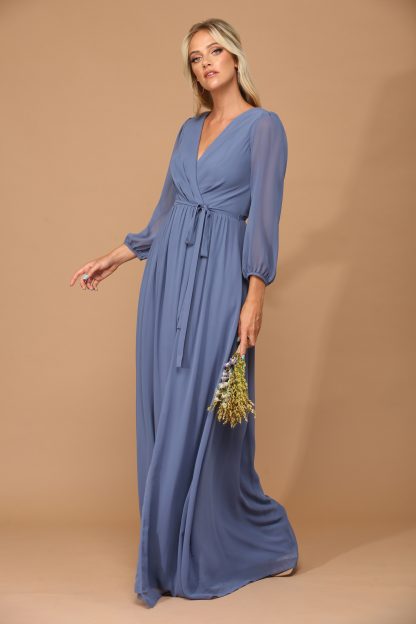 3410 - BALLOON SLEEVE CHIFFON DRESS - Image 9