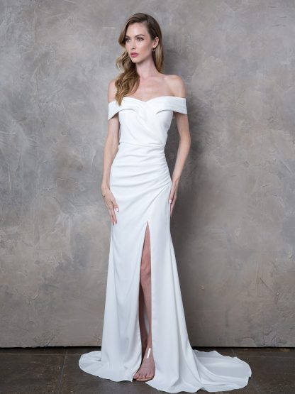 3418 | OFF SHOULDER FITTED CREPE DRESS - Image 4
