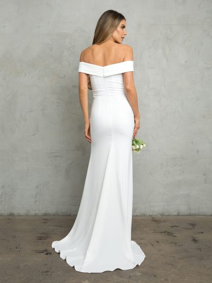 3418 | OFF SHOULDER FITTED CREPE DRESS - Image 3