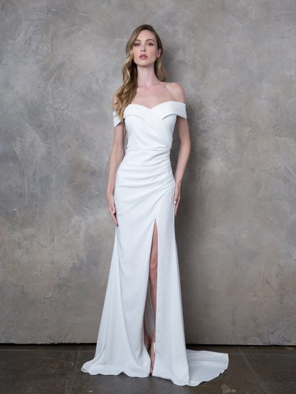 3418 | OFF SHOULDER FITTED CREPE DRESS - Image 5