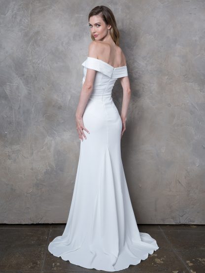 3418 | OFF SHOULDER FITTED CREPE DRESS - Image 6