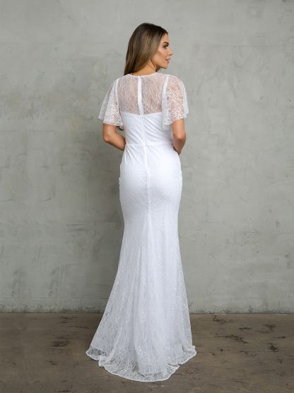 3420 | LACE WING SLEEVE WEDDING GOWN - Image 2