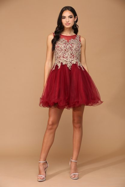 5238 - Mini Tulle Embroidered Dress With Corset Back - Image 10