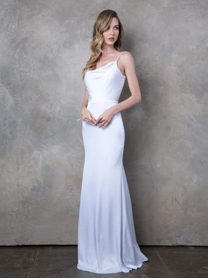 3428 | Sleeveless Cowl Neck Satin Dress - Image 6