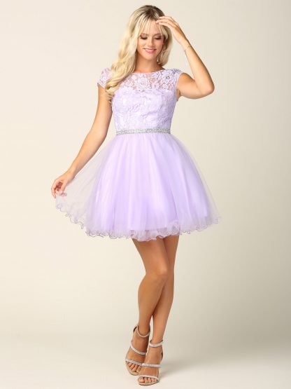 3421 | MINI LACE TULLE BELTED WITH CORSET TIE BACK - Image 3