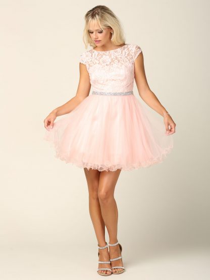 3421 | MINI LACE TULLE BELTED WITH CORSET TIE BACK - Image 6