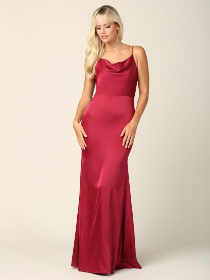 3428 | Sleeveless Cowl Neck Satin Dress - Image 7