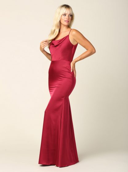 3428 | Sleeveless Cowl Neck Satin Dress - Image 8