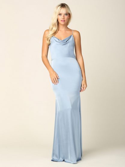 3428 | Sleeveless Cowl Neck Satin Dress - Image 10