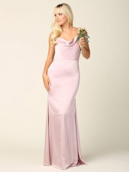 3428 | Sleeveless Cowl Neck Satin Dress - Image 4