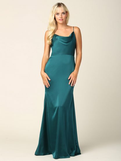 3428 | Sleeveless Cowl Neck Satin Dress - Image 17